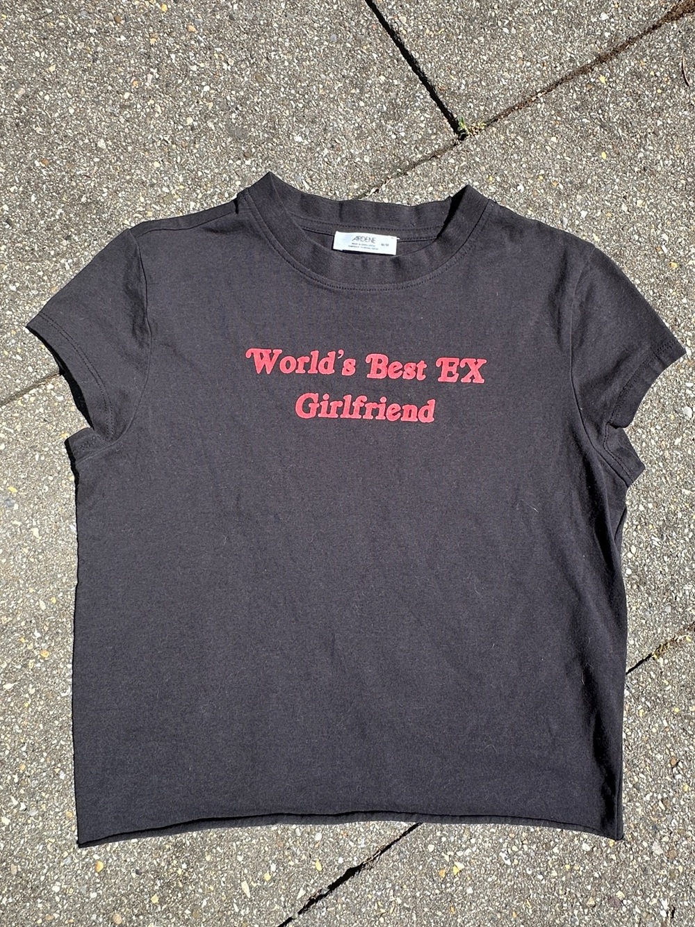 Ardene "World's Best EX Girlfriend" Graphic Baby Tee - Black/Red